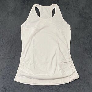 Athleta Speedlight Racerback Tank Top Womens M White Seamless Ruched Side Active